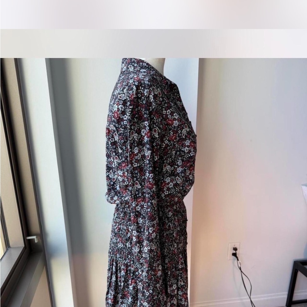 Veronica Beard Black Floral Long-Sleeve Shirt Dress - Picture 4 of 8